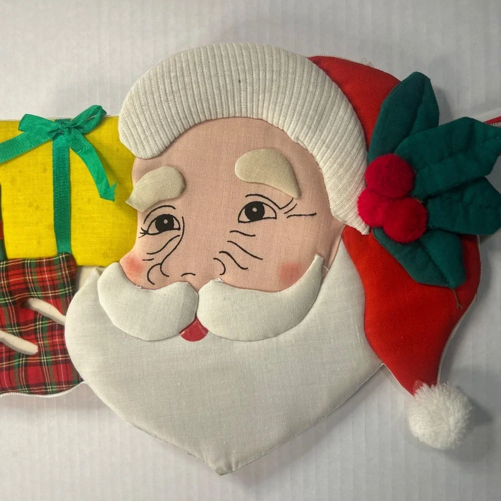 Vintage Merry Christmas Santa 3D Sign Letters Fabric Wall Hanging Decor 34
